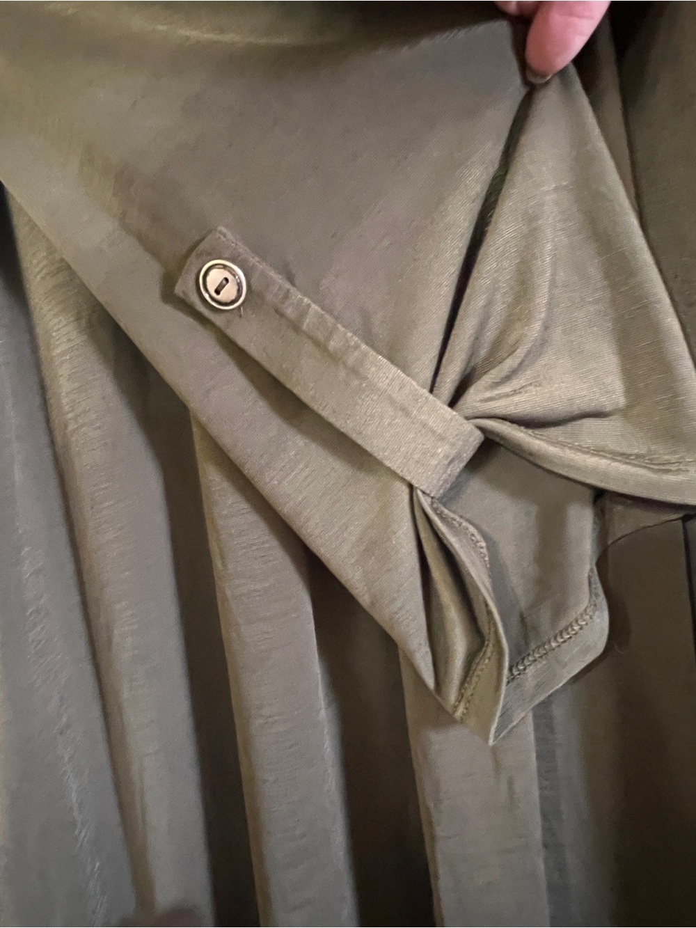 Classic V-Neck Long Sleeve Dress in Olive Green - Picture 5 of 8